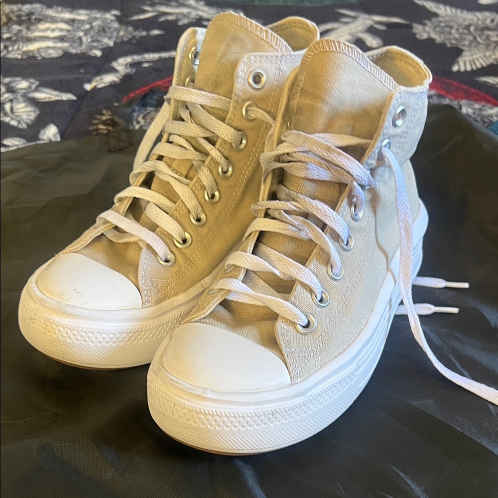 Beige Converse High-Top Sneakers